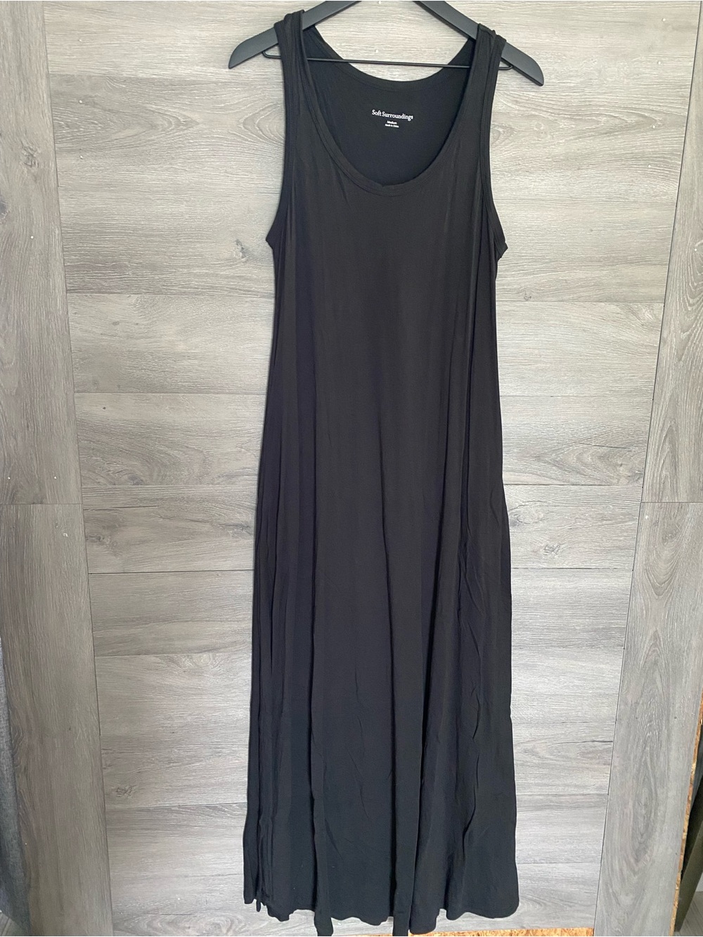 Soft Surroundings Cotton Modal Maxi Dress Black Pockets